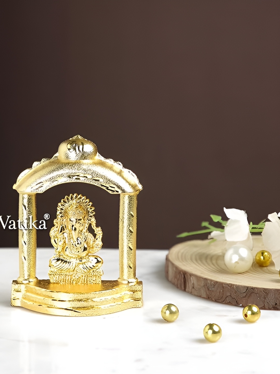 

CraftVatika Gold-Toned Lord Ganesha Religious Idol Showpiece