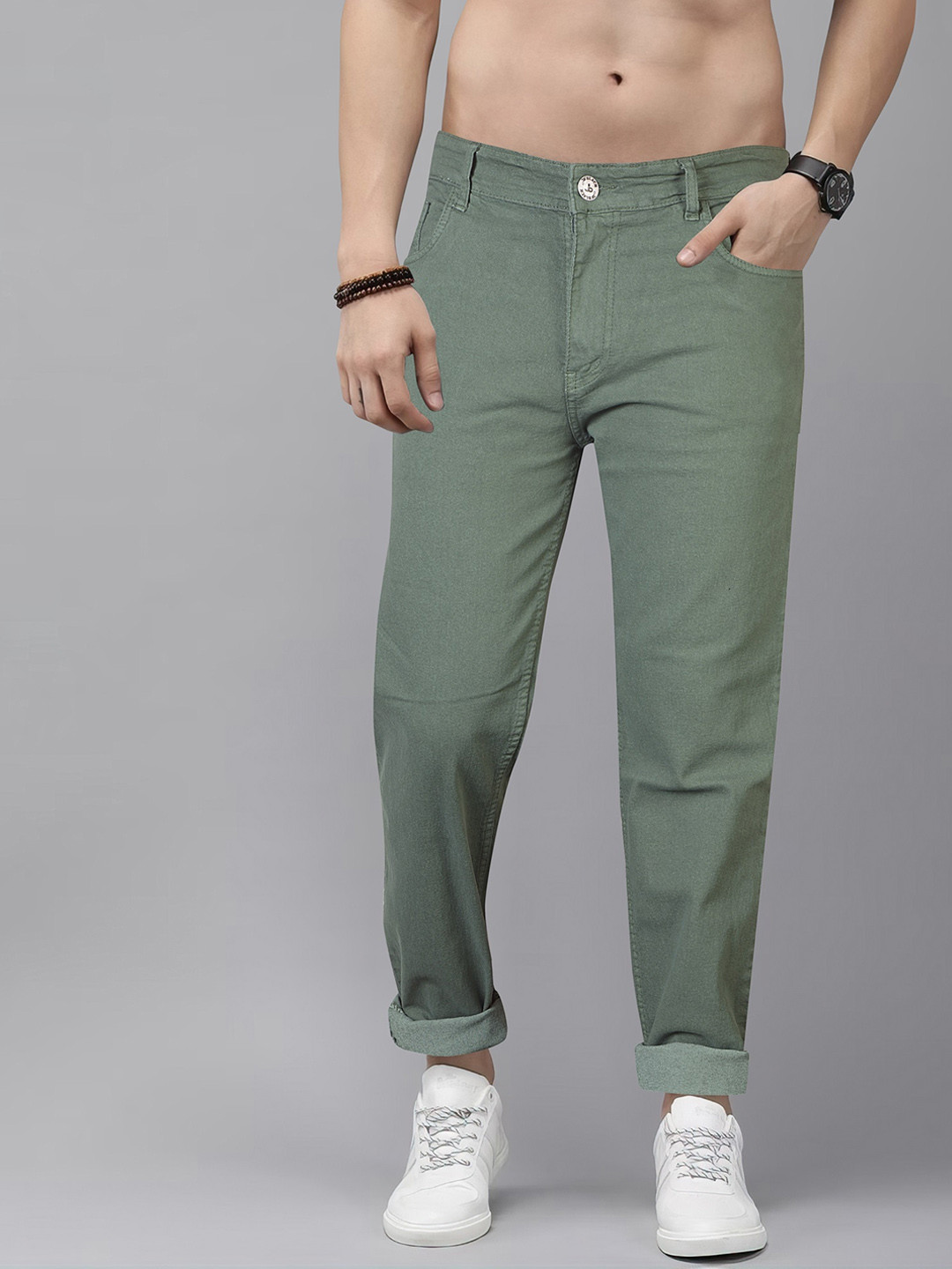 

Jb Just BLACK Men Urban Slim Acid Wash Mid Rise Clean Look Cotton Jeans, Olive