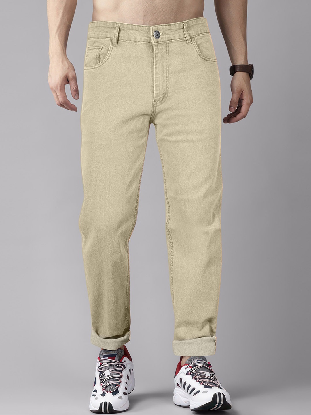 

Jb Just BLACK Men Urban Slim Acid Wash Mid Rise Clean Look Cotton Jeans, Beige