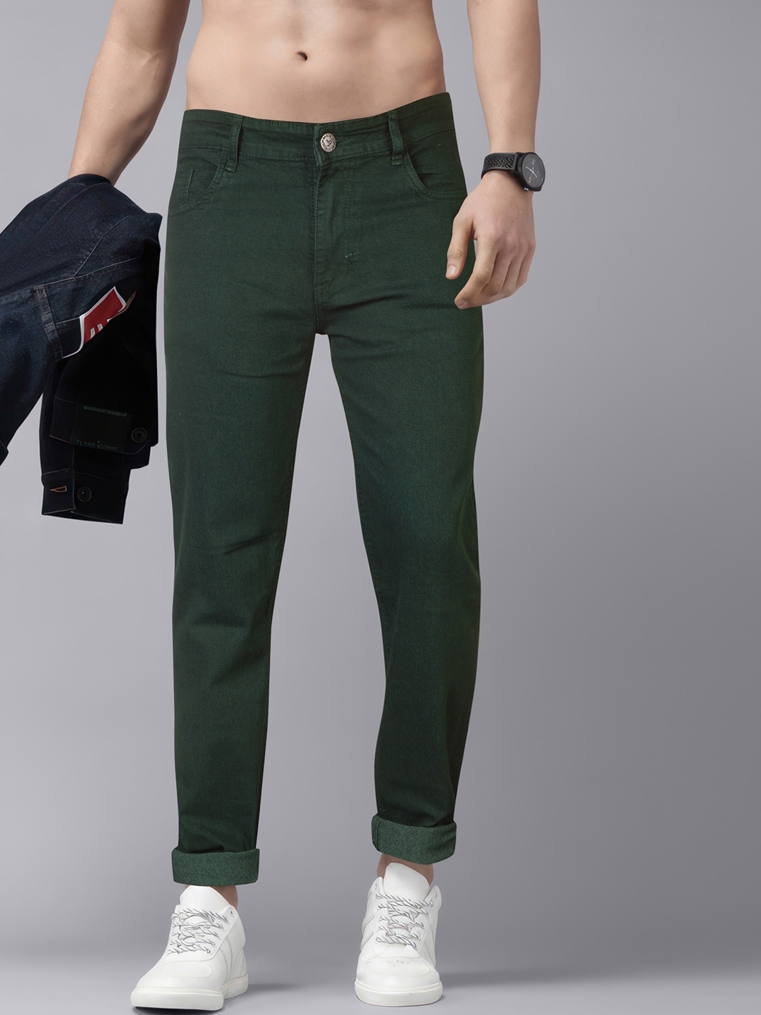 

Jb Just BLACK Men Urban Slim Acid Wash Mid Rise Clean Look Cotton Jeans, Green