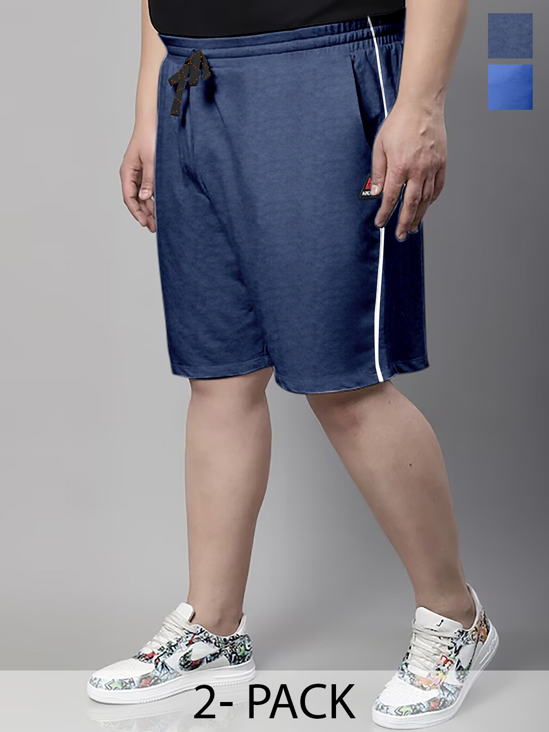 

ARDEUR Men Pack Of 2 Mid-Rise Cotton Shorts, Blue