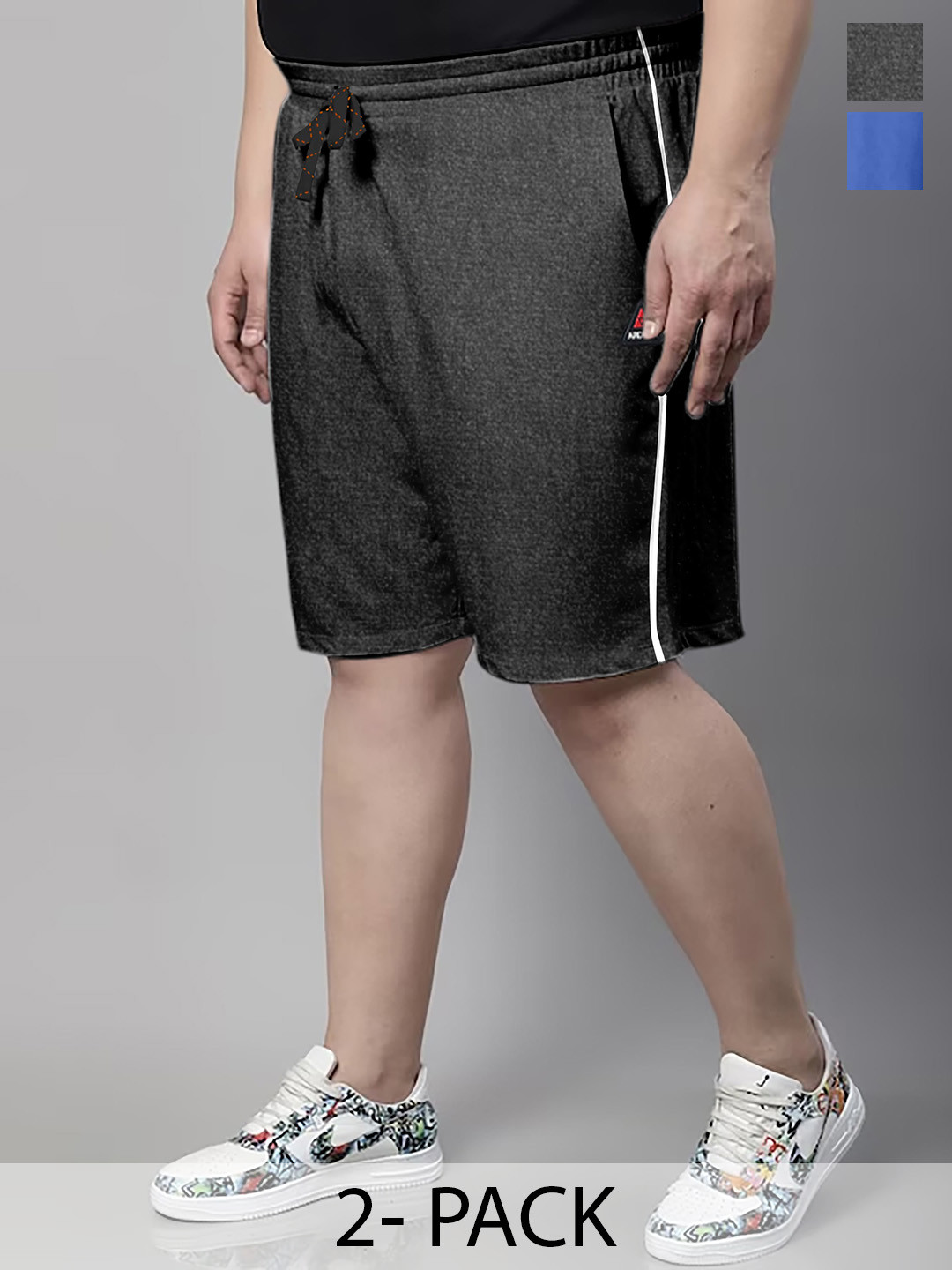 

ARDEUR Men Pack Of 2 Mid-Rise Cotton Shorts, Black