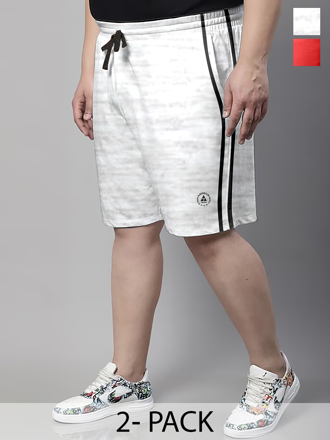 

ARDEUR Plus Size Pack Of 2 Mid-Rise Cotton Shorts, White