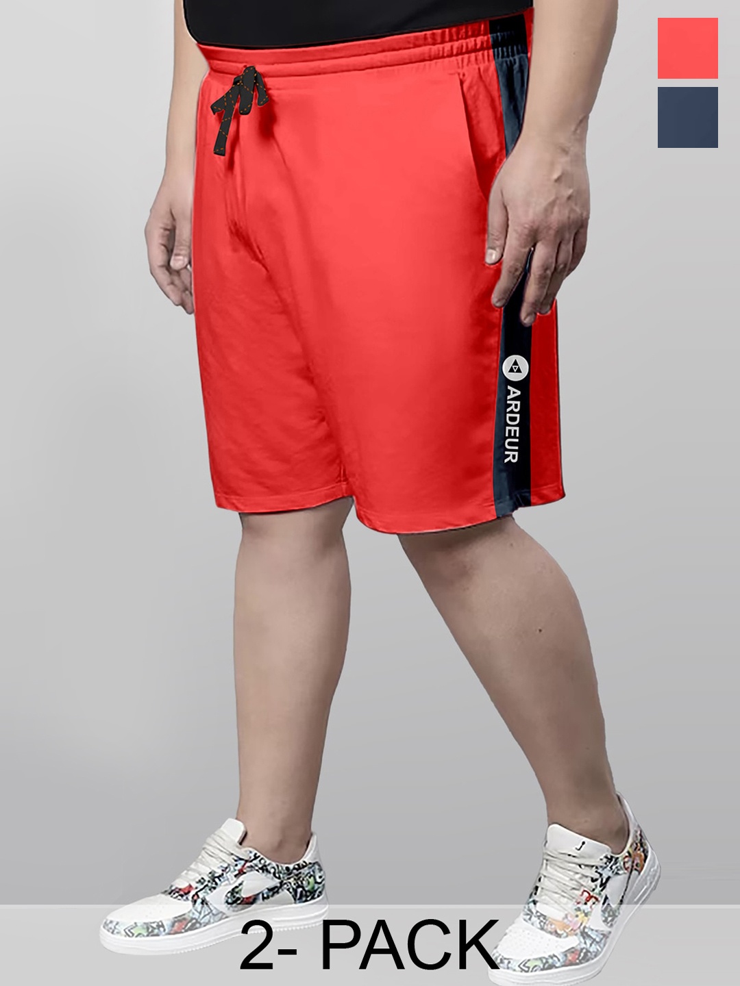 

ARDEUR Plus Size Pack Of 2 Mid-Rise Cotton Shorts, Coral