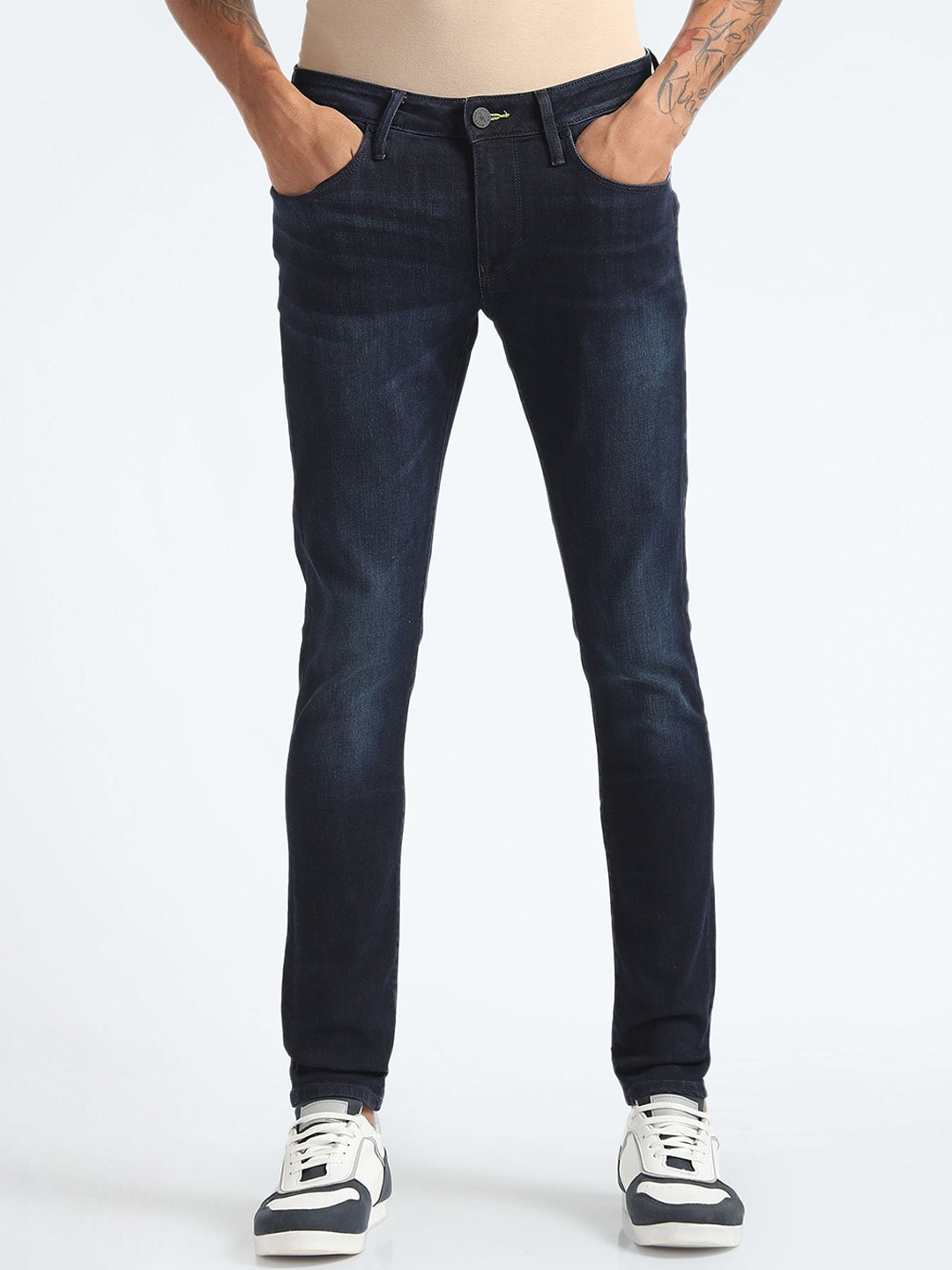 

Flying Machine Men Super Skinny Fit Low-Rise Light Fade Stretchable Jeans, Blue