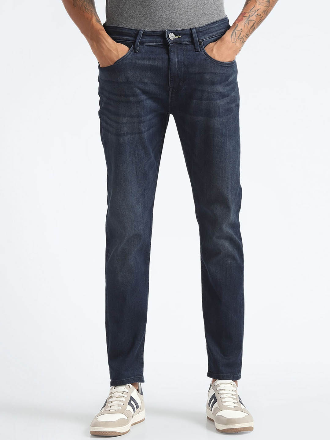 

Flying Machine Men Tapered Fit Stretchable Jeans, Blue