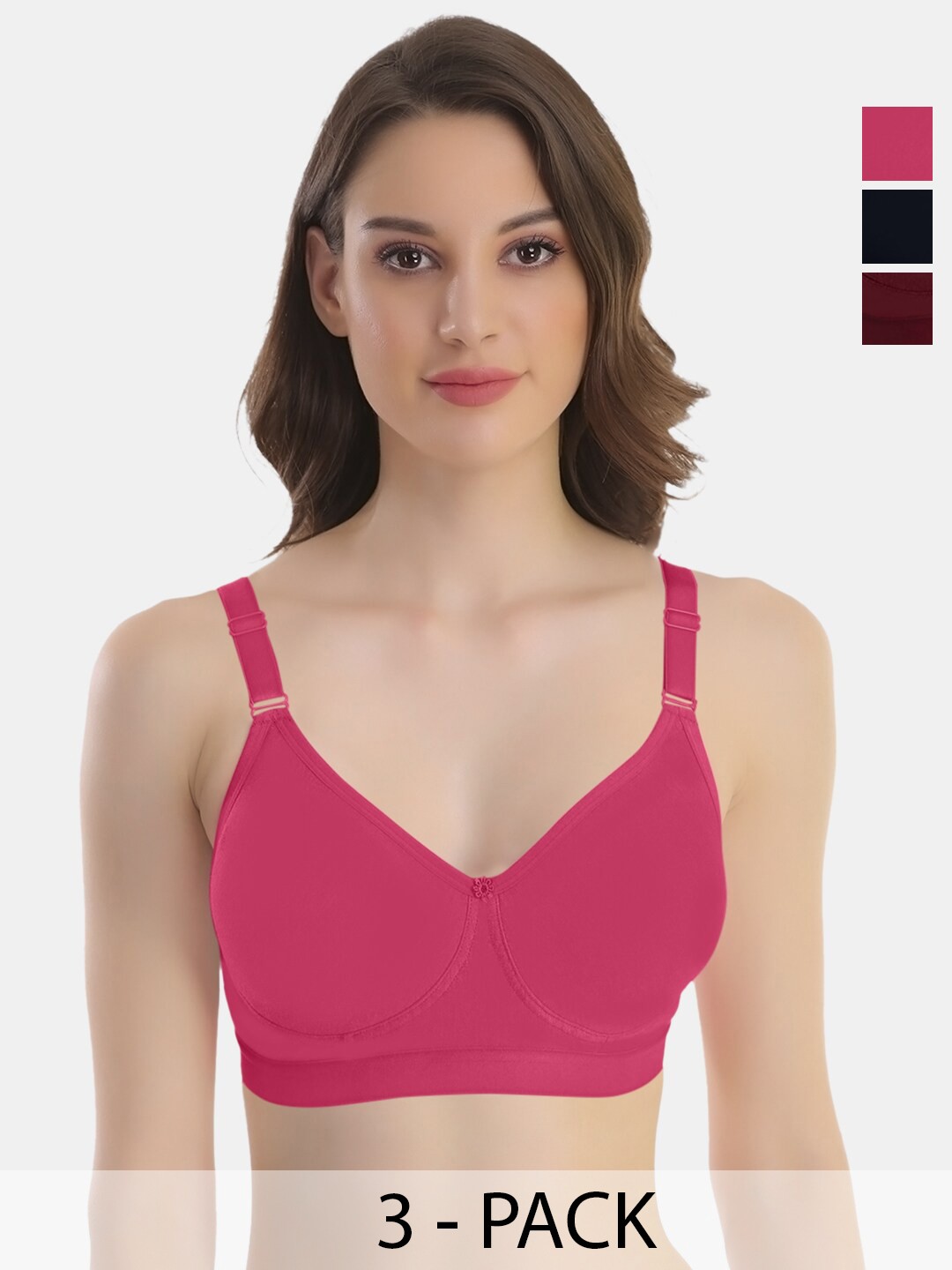 

POOJA RAGENEE Pack Of 3 Full Coverage Bra, Pink