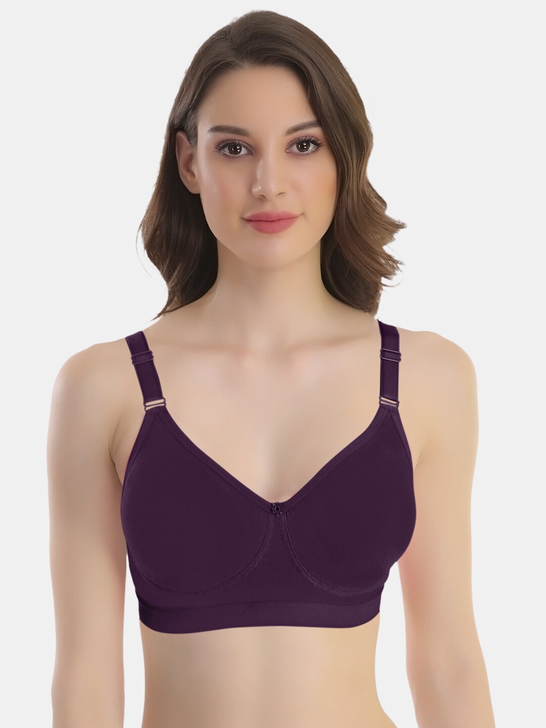 

POOJA RAGENEE Full Coverage Non Padded Cotton Everyday Bra With All Day Comfort, Burgundy