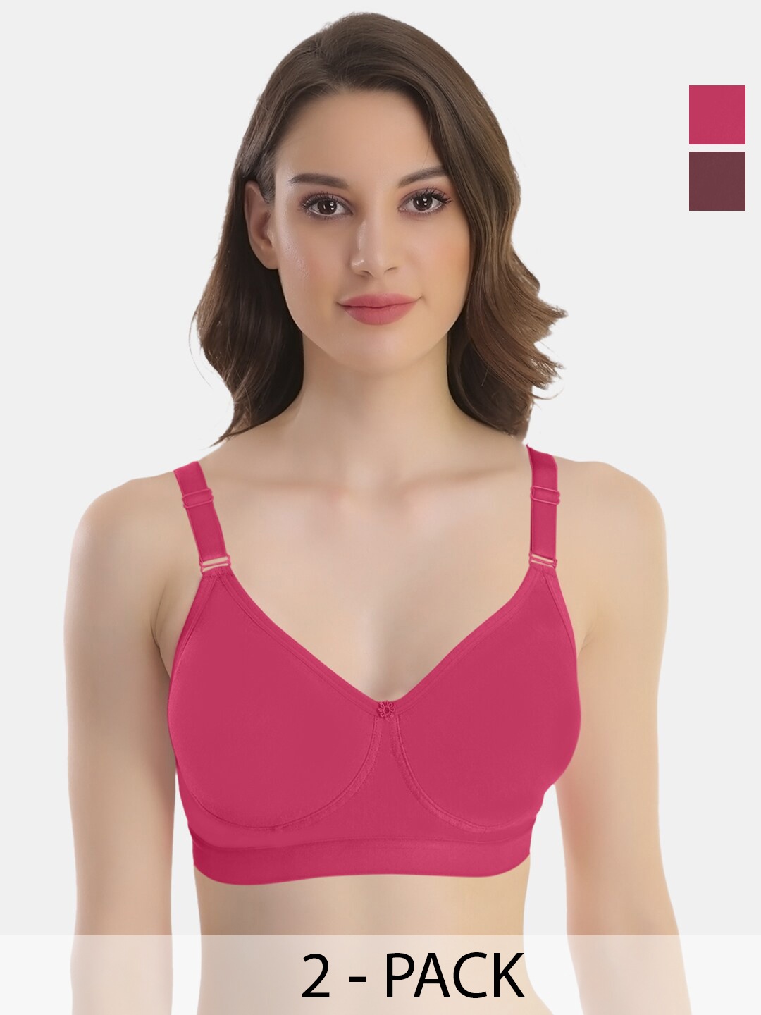 

POOJA RAGENEE Pack Of 2 Full Coverage Anti Odour Cotton Bra, Pink
