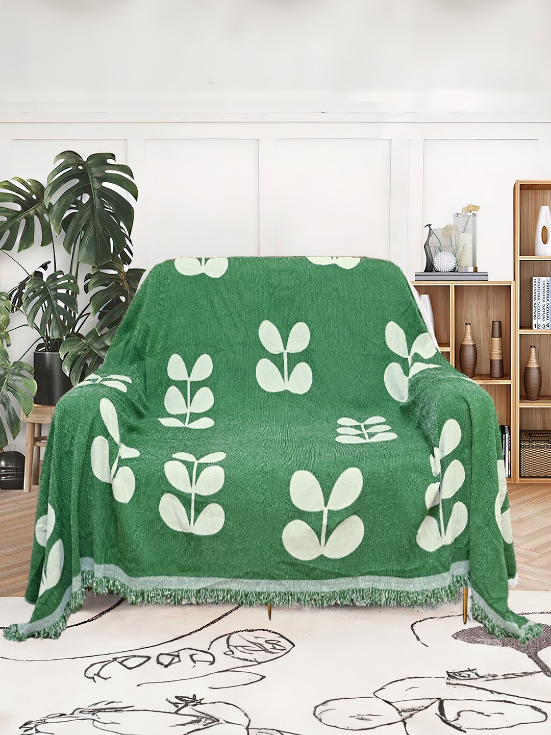 

Cortina Green & White Printed Polyester 1 Piece Sofa Cover