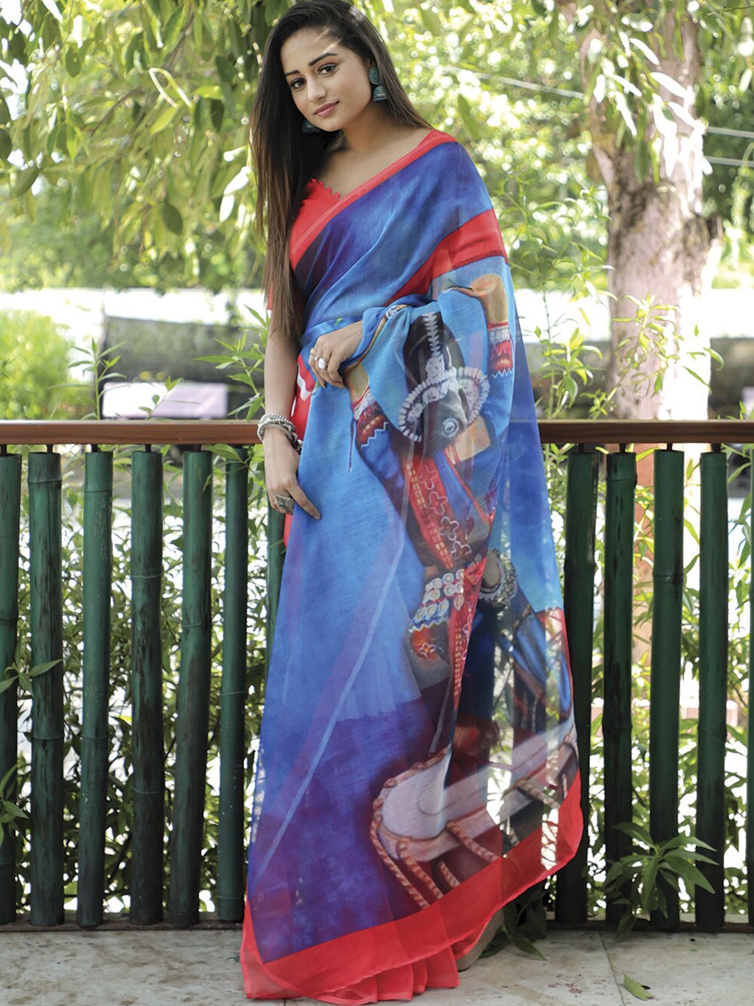 

Kalista Ethnic Motifs Printed Saree, Blue