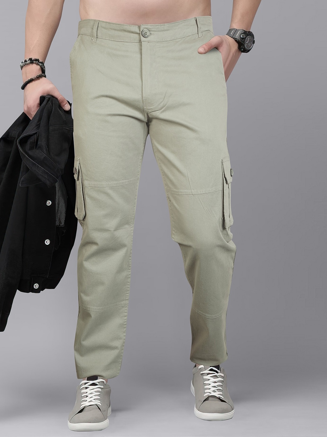 

Jb Just BLACK Men Relaxed Cotton Cargos Trousers, Sea green