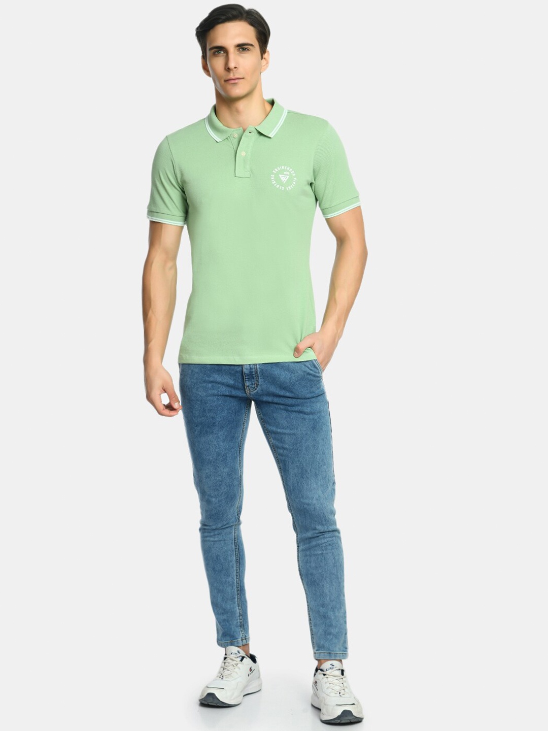 

SQUIREHOOD Polo Collar Cotton Slim Fit T-shirt, Green