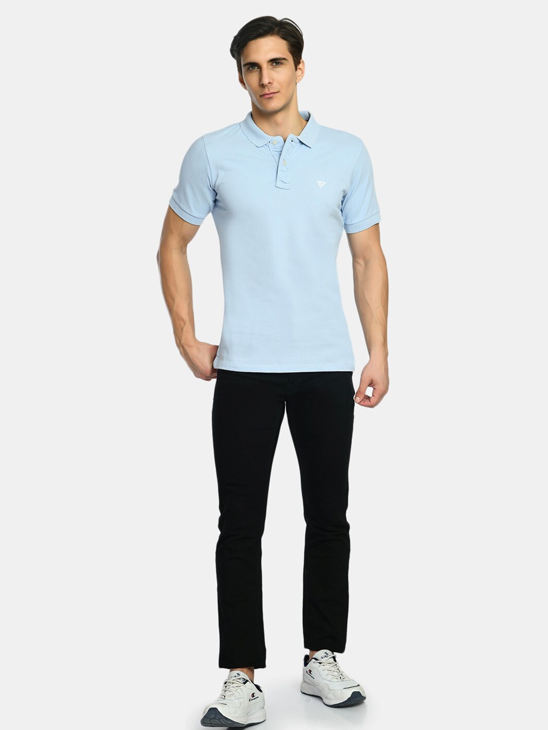 

SQUIREHOOD Polo Collar Cotton Slim Fit T-shirt, Blue