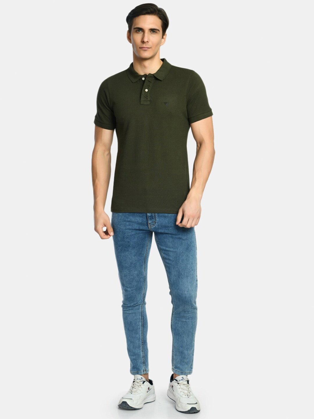 

SQUIREHOOD Polo Collar Cotton Slim Fit T-shirt, Olive