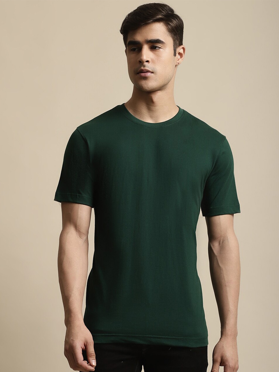 

Miaz Lifestyle Round Neck Short Sleeves Cotton T-shirt, Green