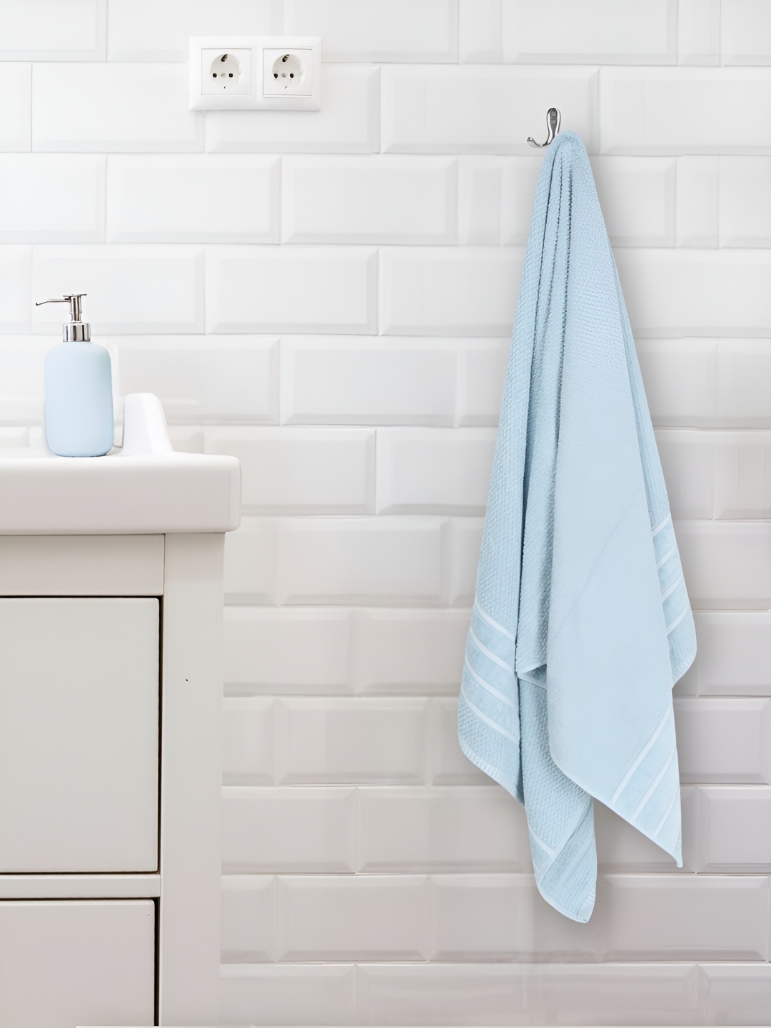 

eurospa Blue & White Terry Cotton 480 GSM Towel Set