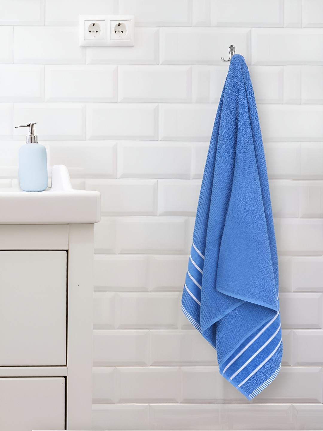 

eurospa Blue & White Terry Cotton 500 GSM Towel Set