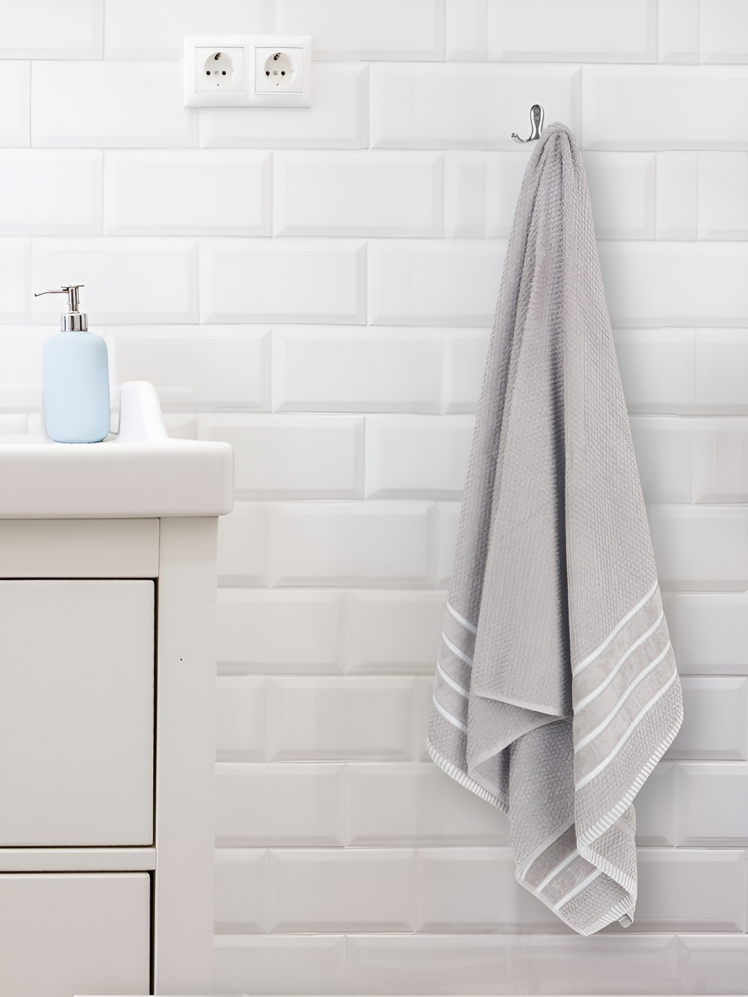 

eurospa Grey & White Terry Cotton 480 GSM Towel Set