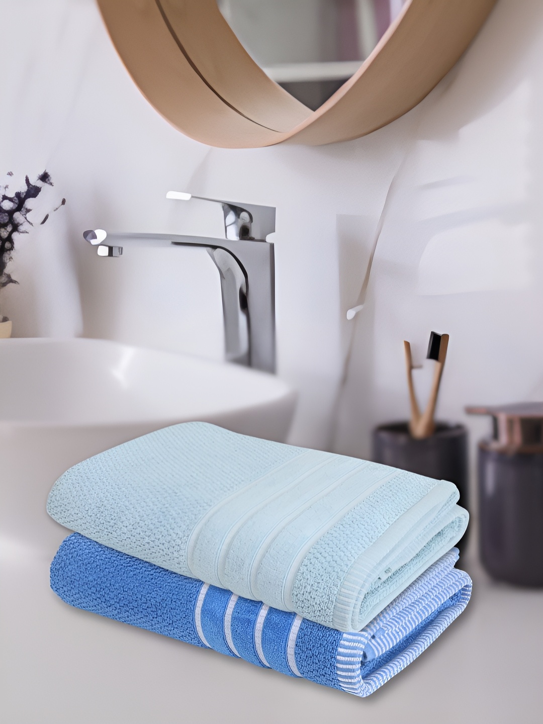 

eurospa Blue 2 Pieces Terry Cotton 480 GSM Towel Set