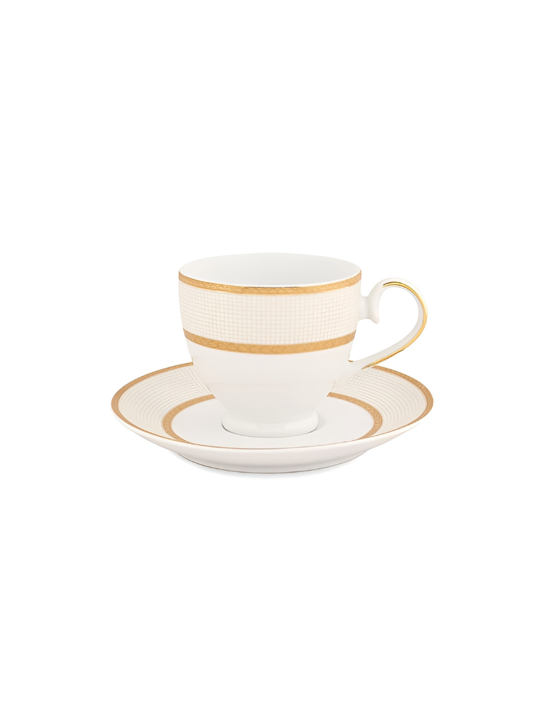 

Hitkari White & Yellow 12 Pieces Geometric Porcelain Glossy Cups and Saucers Set