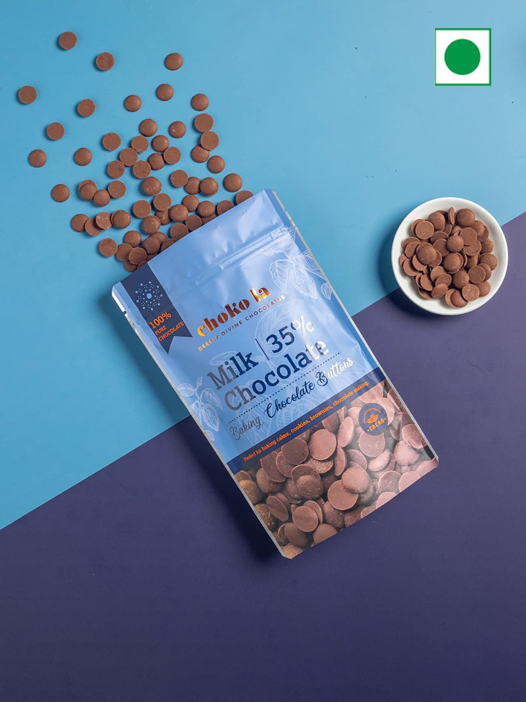 

choko la 35% Milk Chocolate Baking Buttons- 210G, Orange