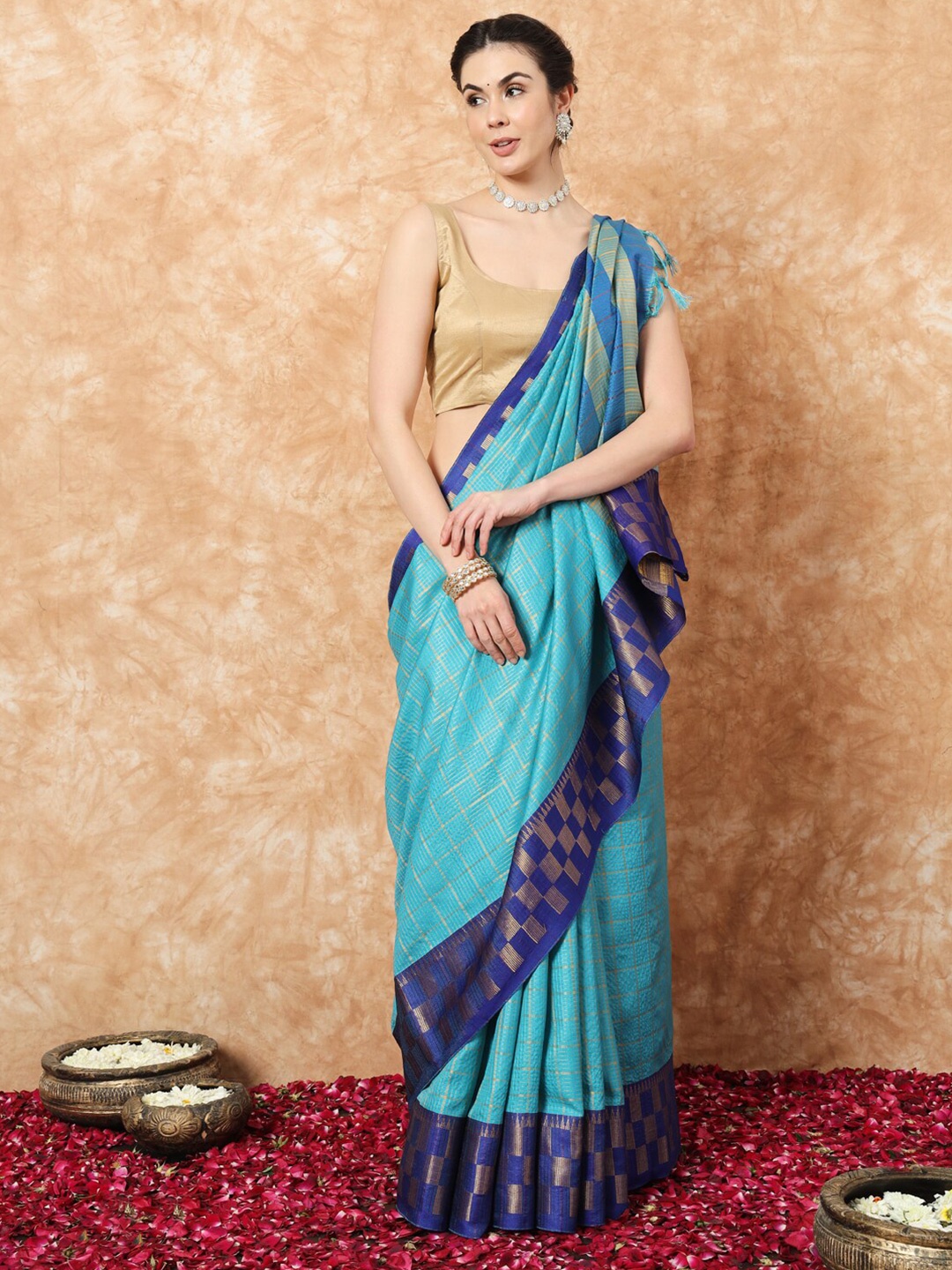 

Stylefables Woven Design Zari Bhagalpuri Saree, Blue