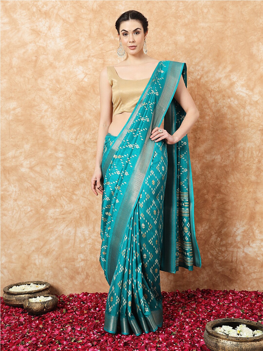 

Stylefables Ethnic Motifs Zari Mysore Silk Saree, Blue