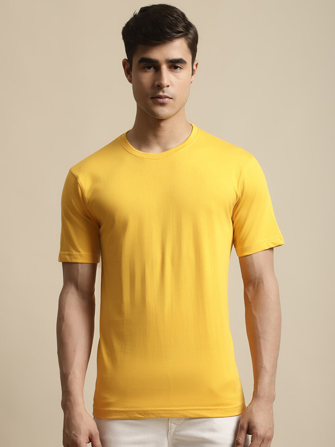 

Miaz Lifestyle Round Neck Pure Cotton T-Shirt, Yellow