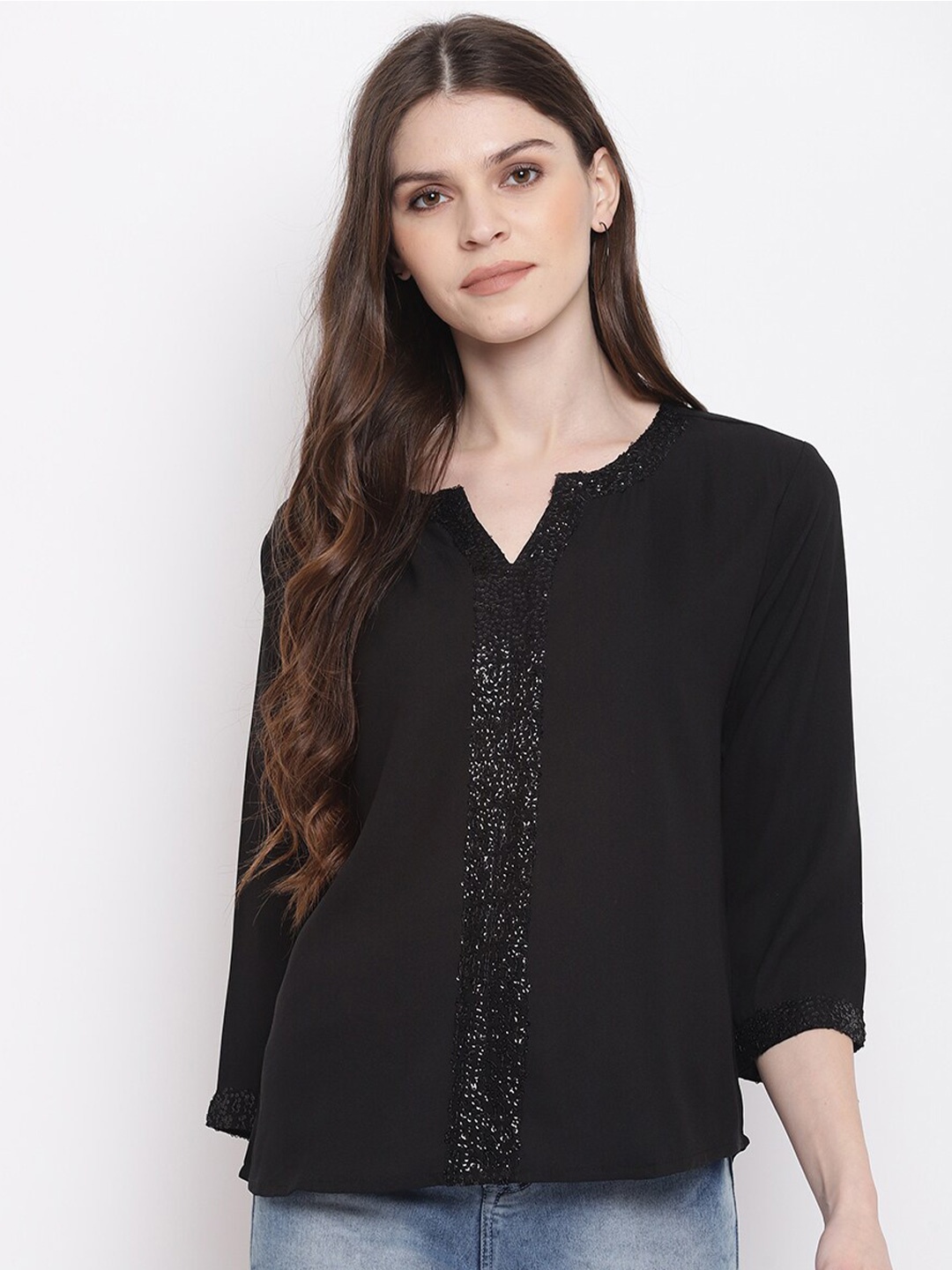 

Mayra Embellished Top, Black