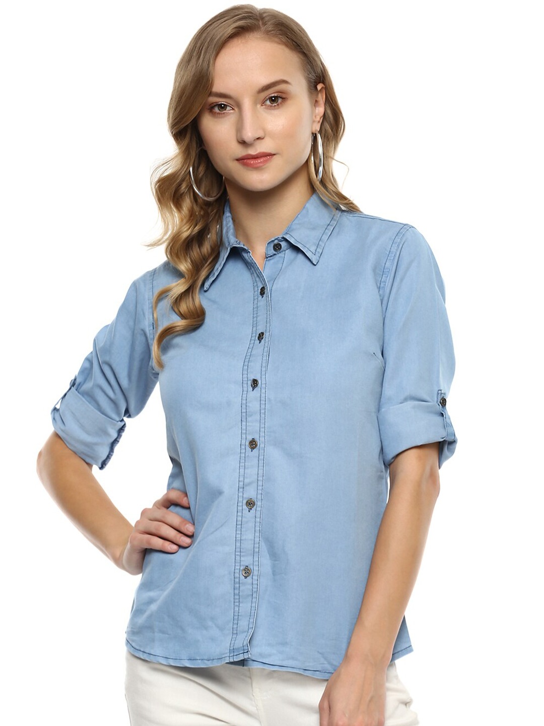 

Mayra Roll Up Sleeves Shirt, Blue