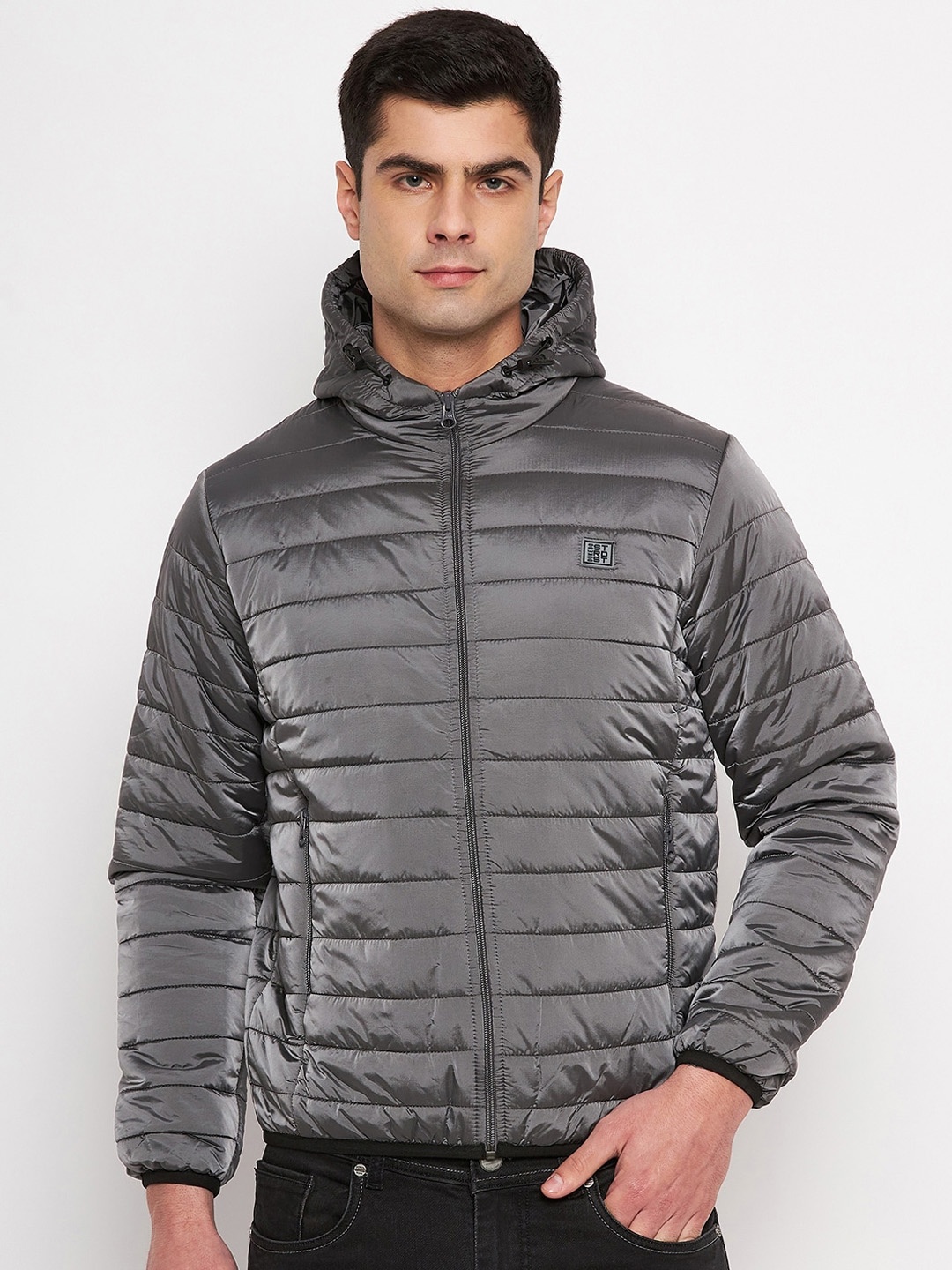 

Duke Long Sleeves Hood Puffer Jacket, Grey