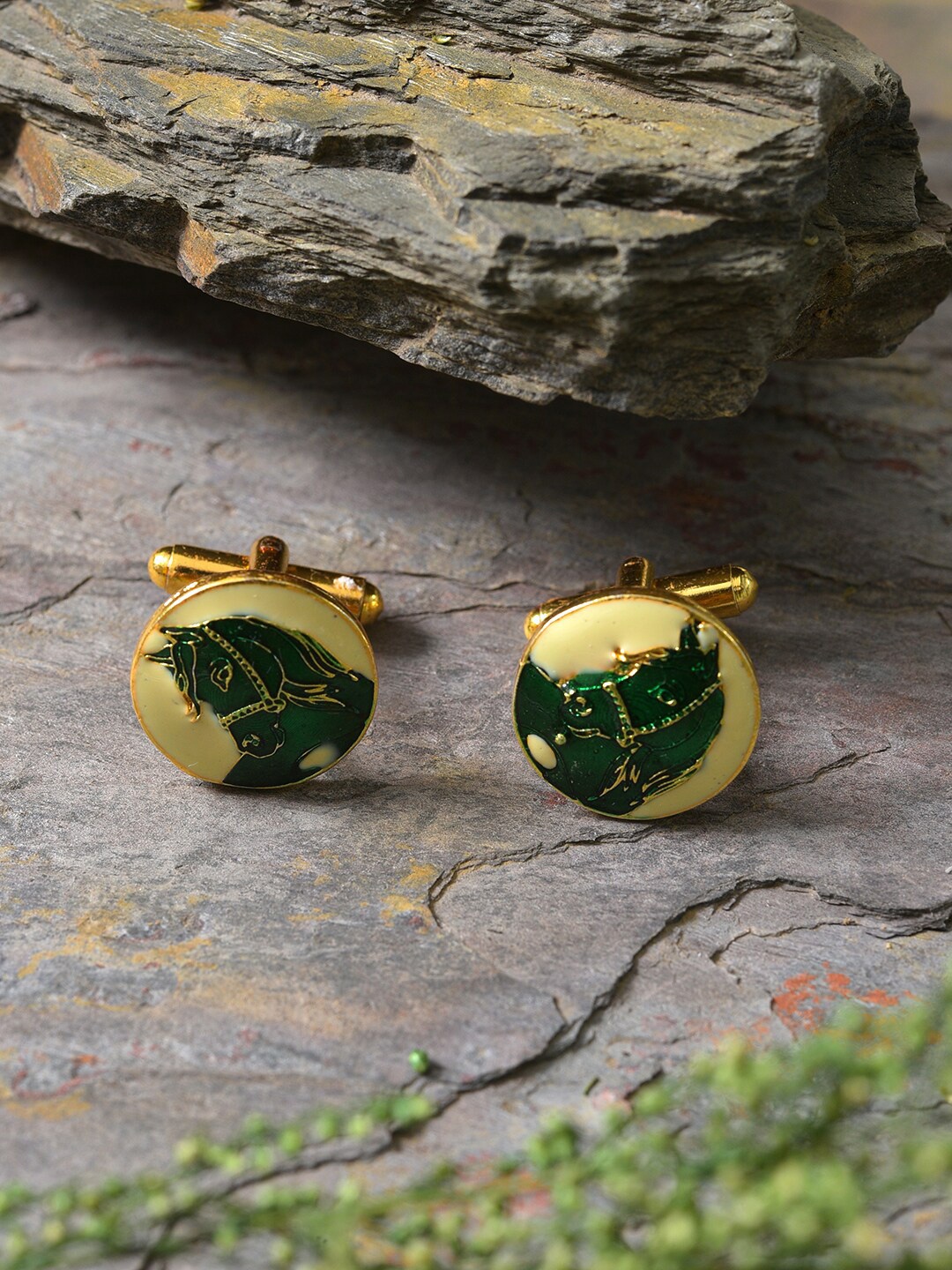 

XAGO Gold-Plated Printed Round Cufflinks