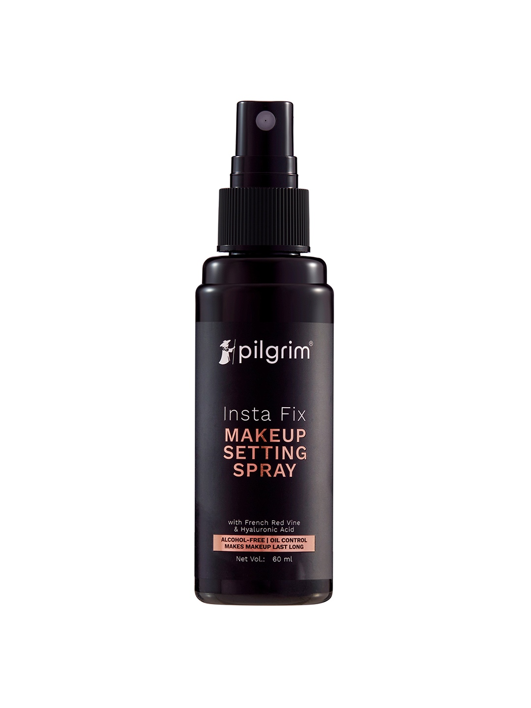 

Pilgrim Insta Fix Long-Lasting Makeup Setting Spray with Red Vine & Hyaluronic Acid - 60ml, Black