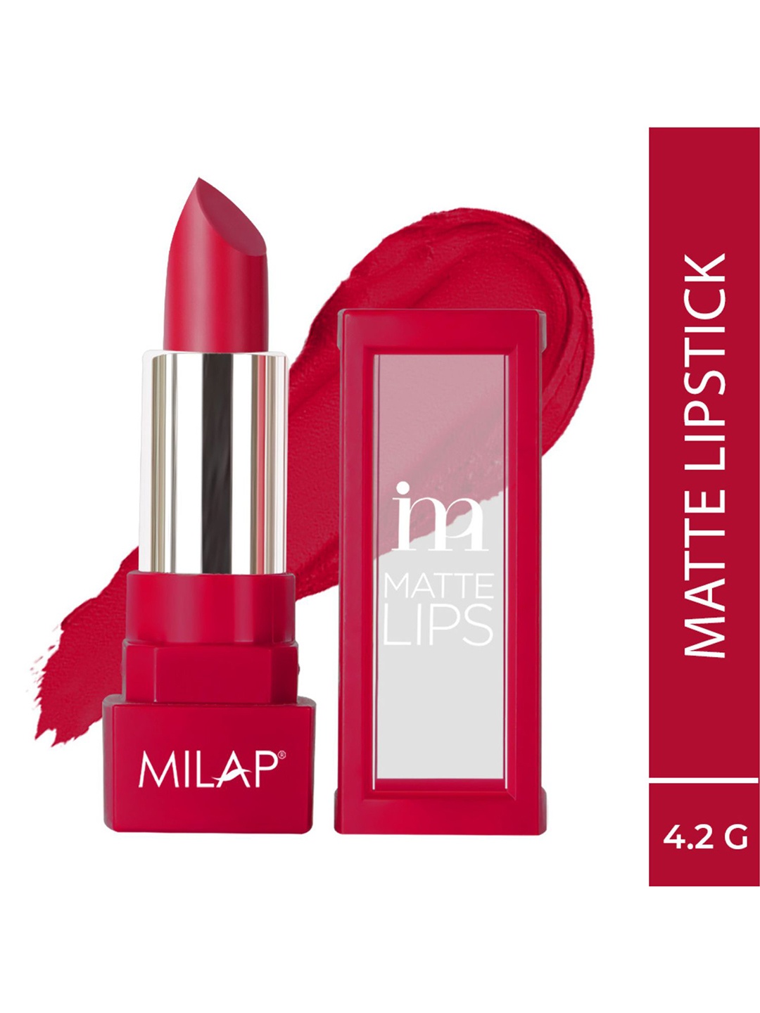 

MILAP Matte Lips Long Lasting Lightweight Bullet Lipstick 4.2g - Uncensored 506, Red