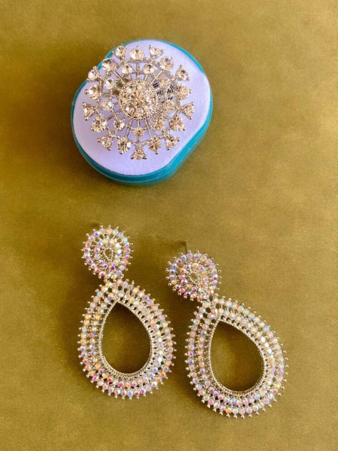 

ATIBELLE Rose Gold Plated & Stone Studded Jewellery Set, Silver