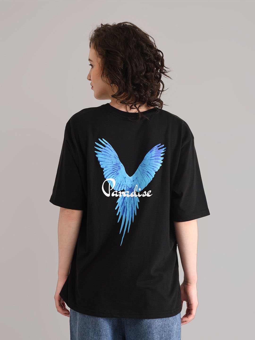

ABSOLUTE DEFENSE Graphic Printed Drop-Shoulder Sleeves Oversized Pure Cotton T-shirt, Black
