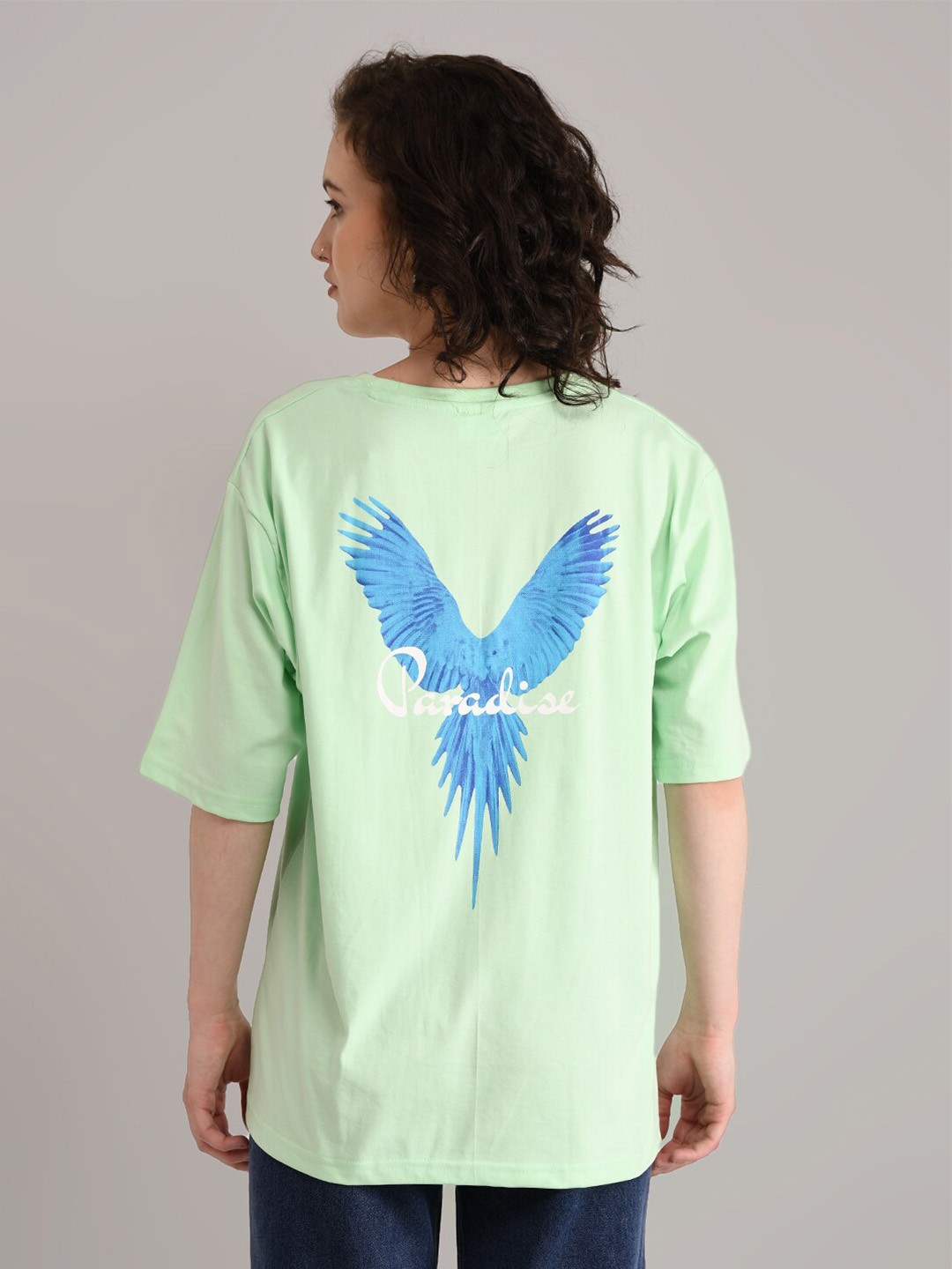 

ABSOLUTE DEFENSE Graphic Printed Drop-Shoulder Sleeves Oversized Pure Cotton T-shirt, Green