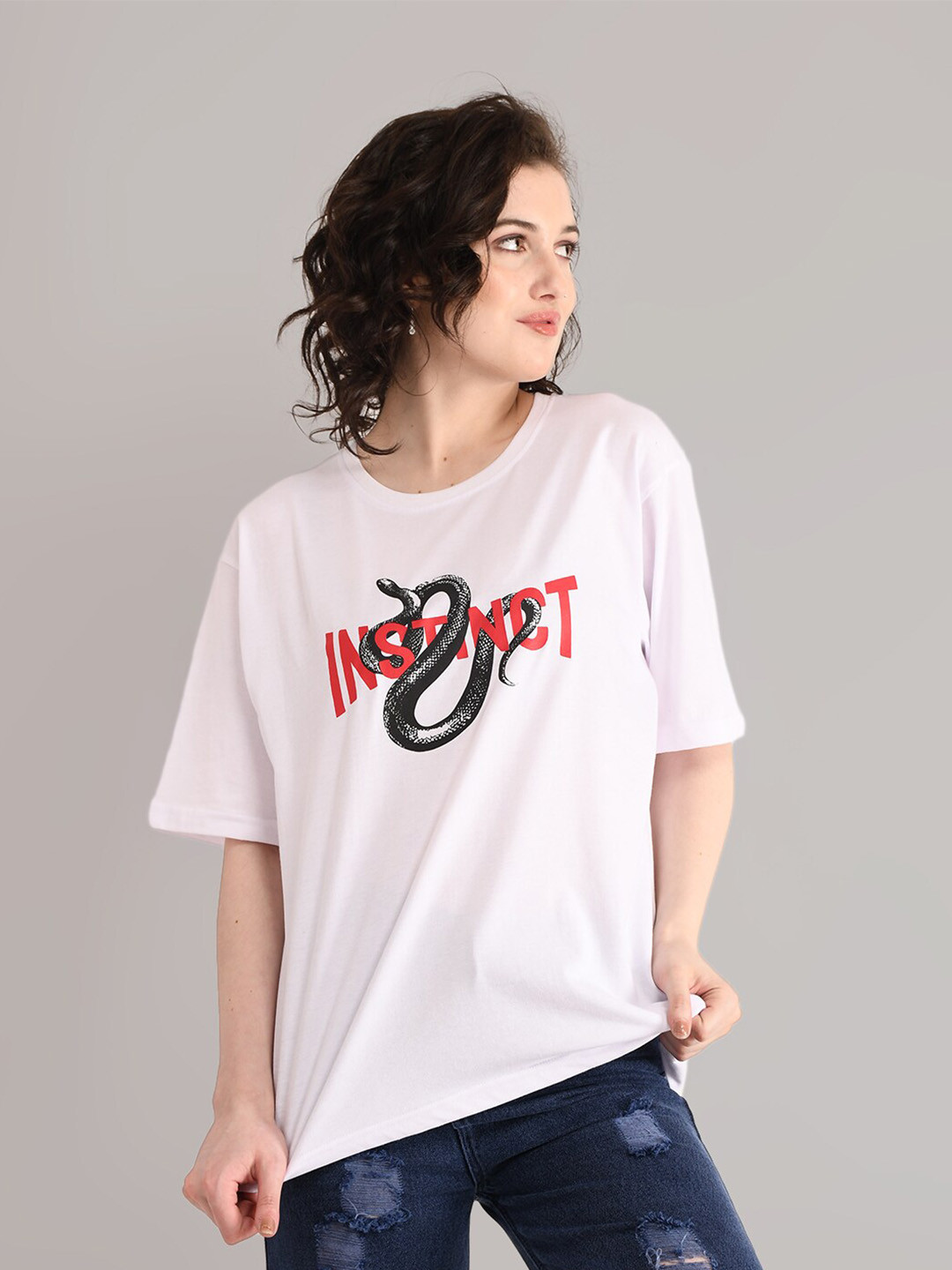 

ABSOLUTE DEFENSE Graphic Printed Drop-Shoulder Sleeves Oversized Pure Cotton T-shirt, Off white