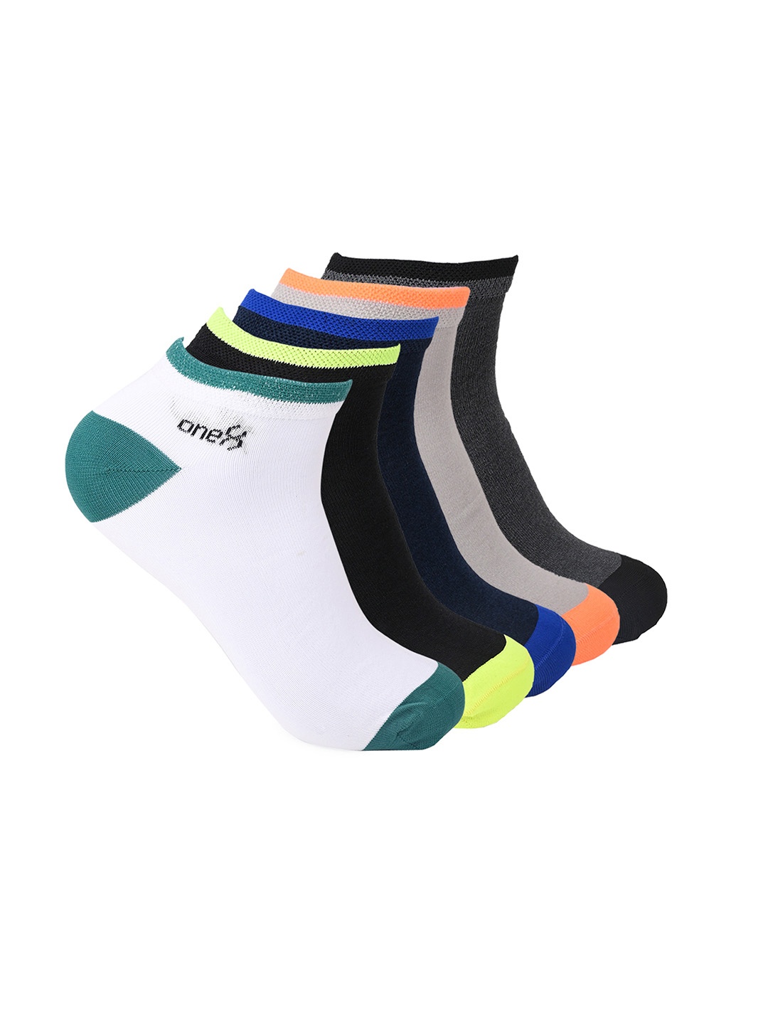 One8 Men Pack Of 5 Assorted Colourblocked Ankle-Length Socks