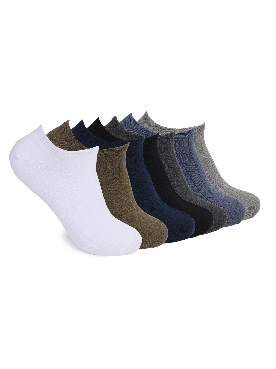 One8 Men Pack Of 4 Assorted Ribbed Cotton Low Ankle Length Socks