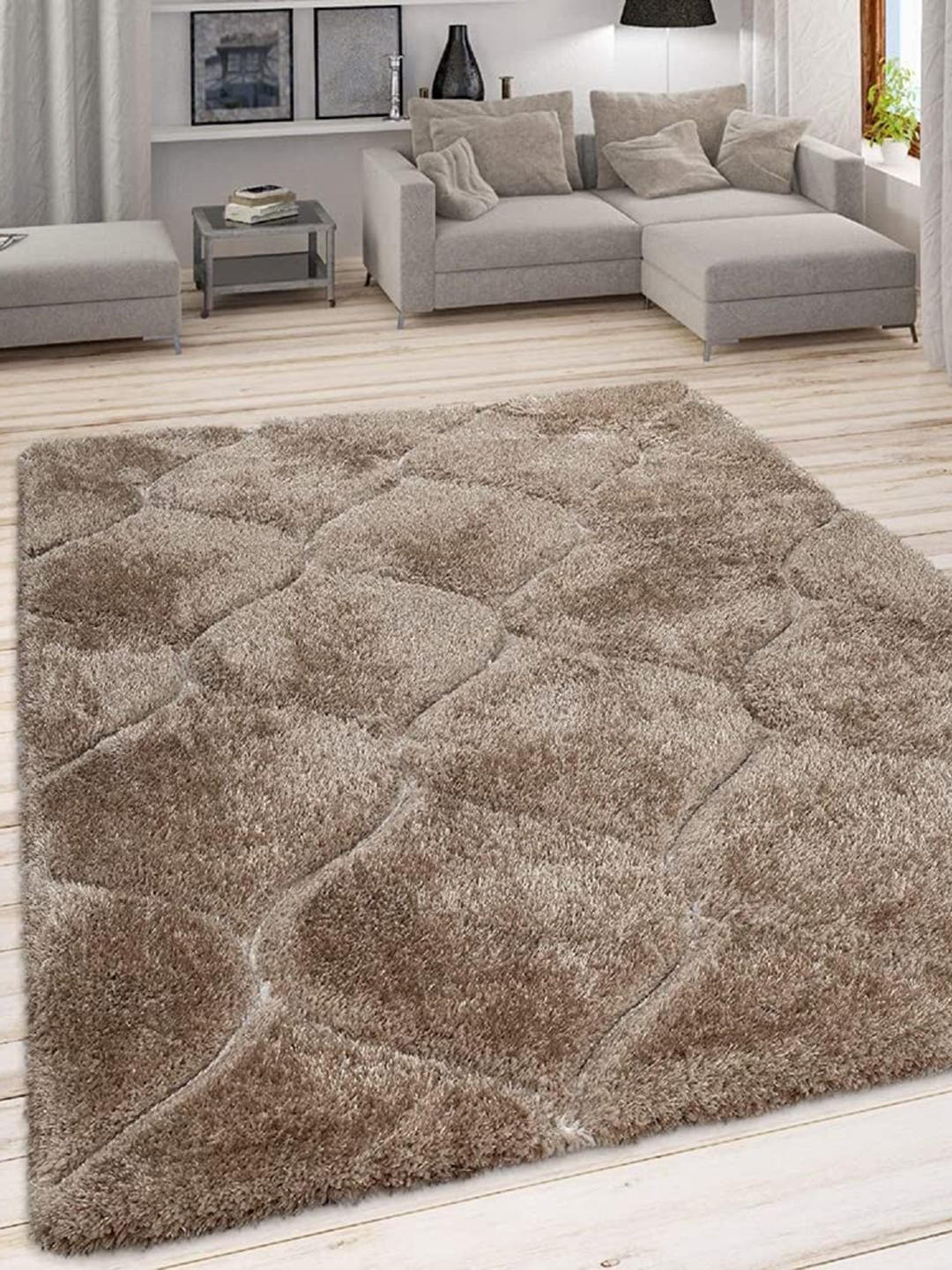 

F & B RUGS Beige Regular shaggy Carpets