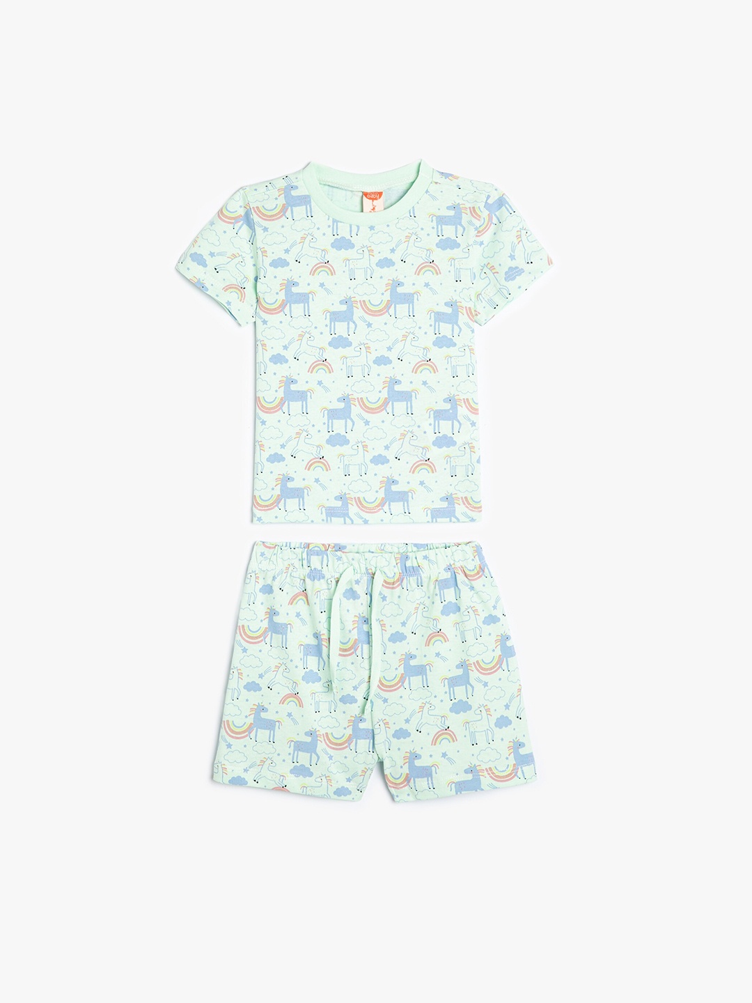 

Koton Girls Printed T-shirt With Shorts, Green
