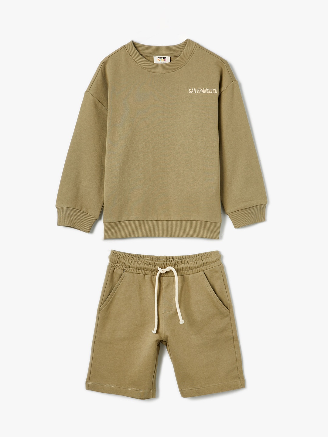 

Koton Boys Pure Cotton Top with Shorts, Khaki