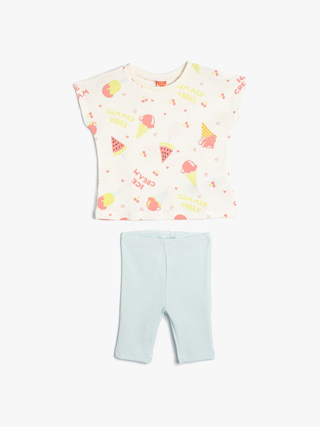 

Koton Girls Printed Pure Cotton Top with Pyjamas, White