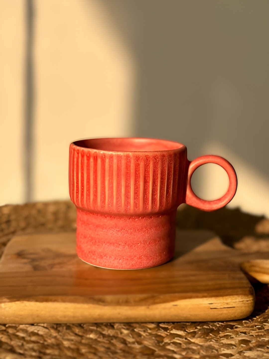 

NURTURE INDIA Pink Textured Ceramic Matte Cup