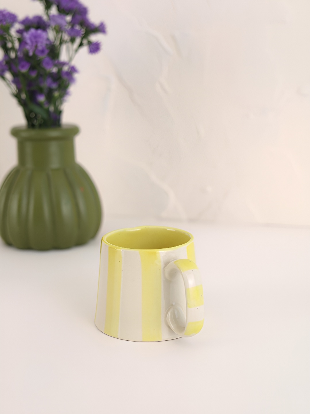 

NURTURE INDIA White & Yellow Printed Ceramic Glossy Cup 220 ml