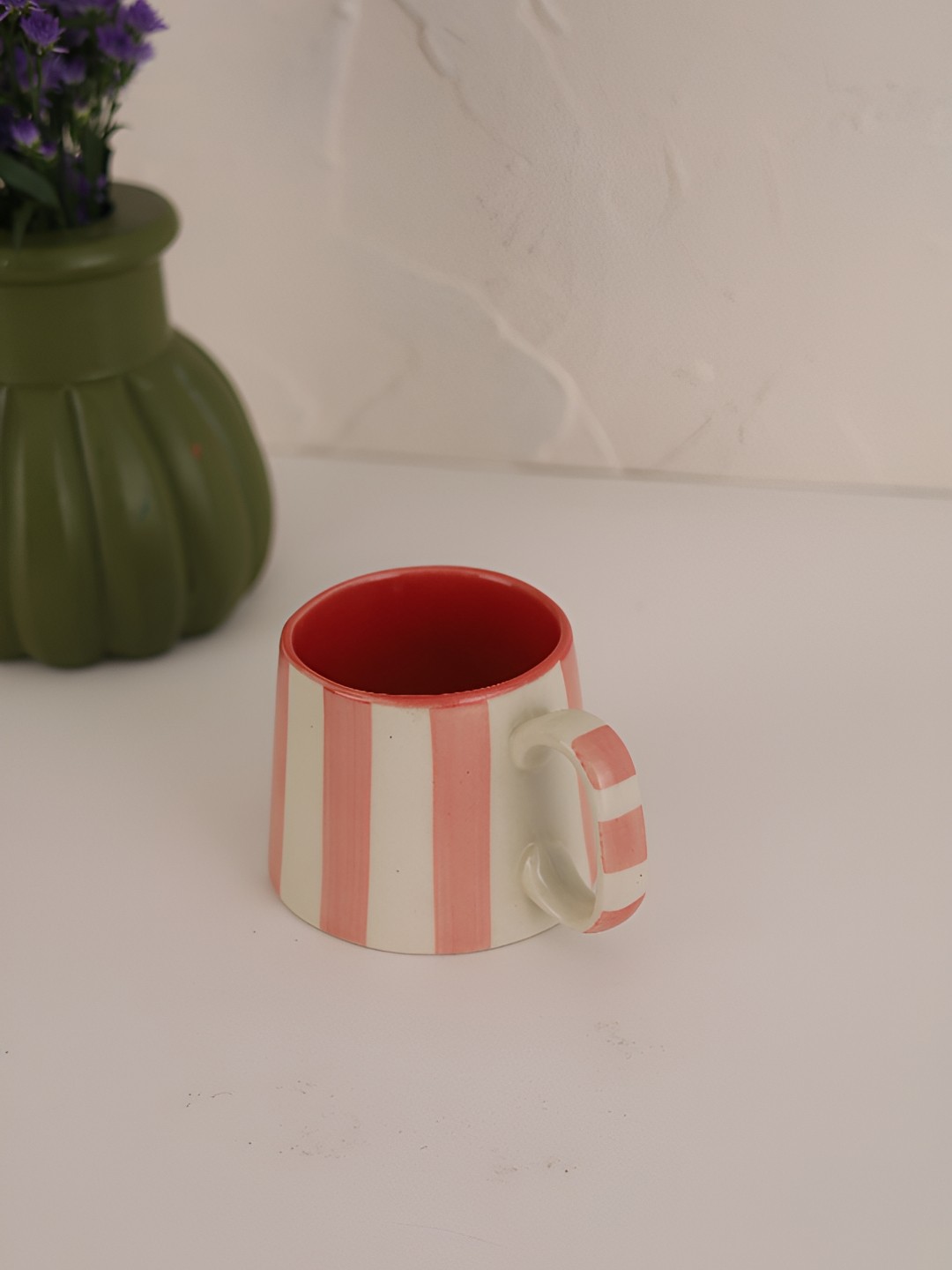 

NURTURE INDIA White & Pink Printed Ceramic Glossy Cup