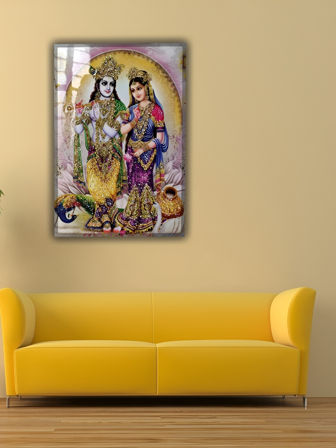 

WALLMAX Gold Toned & Red Synthetic Wooden Wall Art With Frame