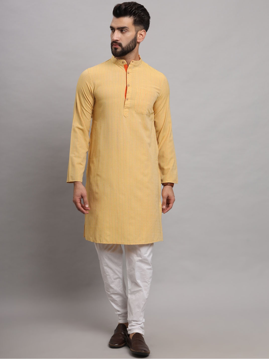 

Latest Chikan Garments Striped Straight Kurta, Yellow